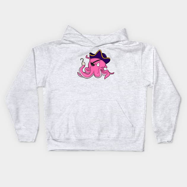 Octopus as Pirate with Hooked hand & Eye patch Kids Hoodie by Markus Schnabel